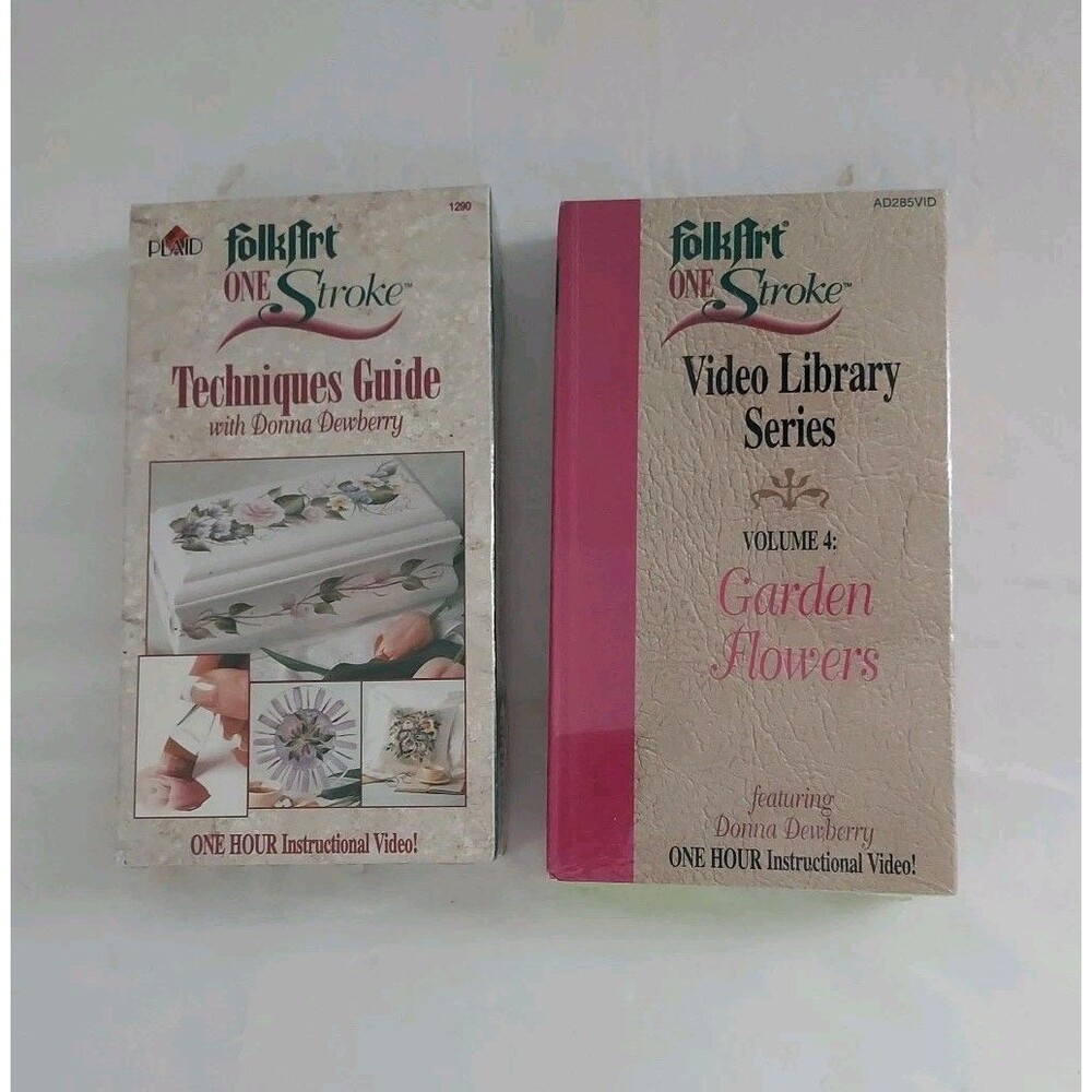 Folk Art One Stroke Techniques Donna Dewberry - Garden Flowers 2 VHS Tapes NEW